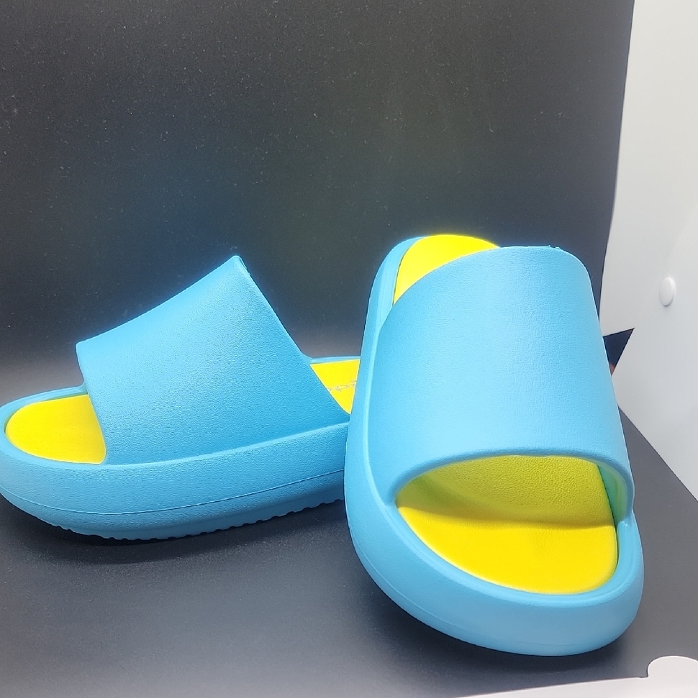 Blue and Yellow Women's Slide Sandals - Picture 3 of 3